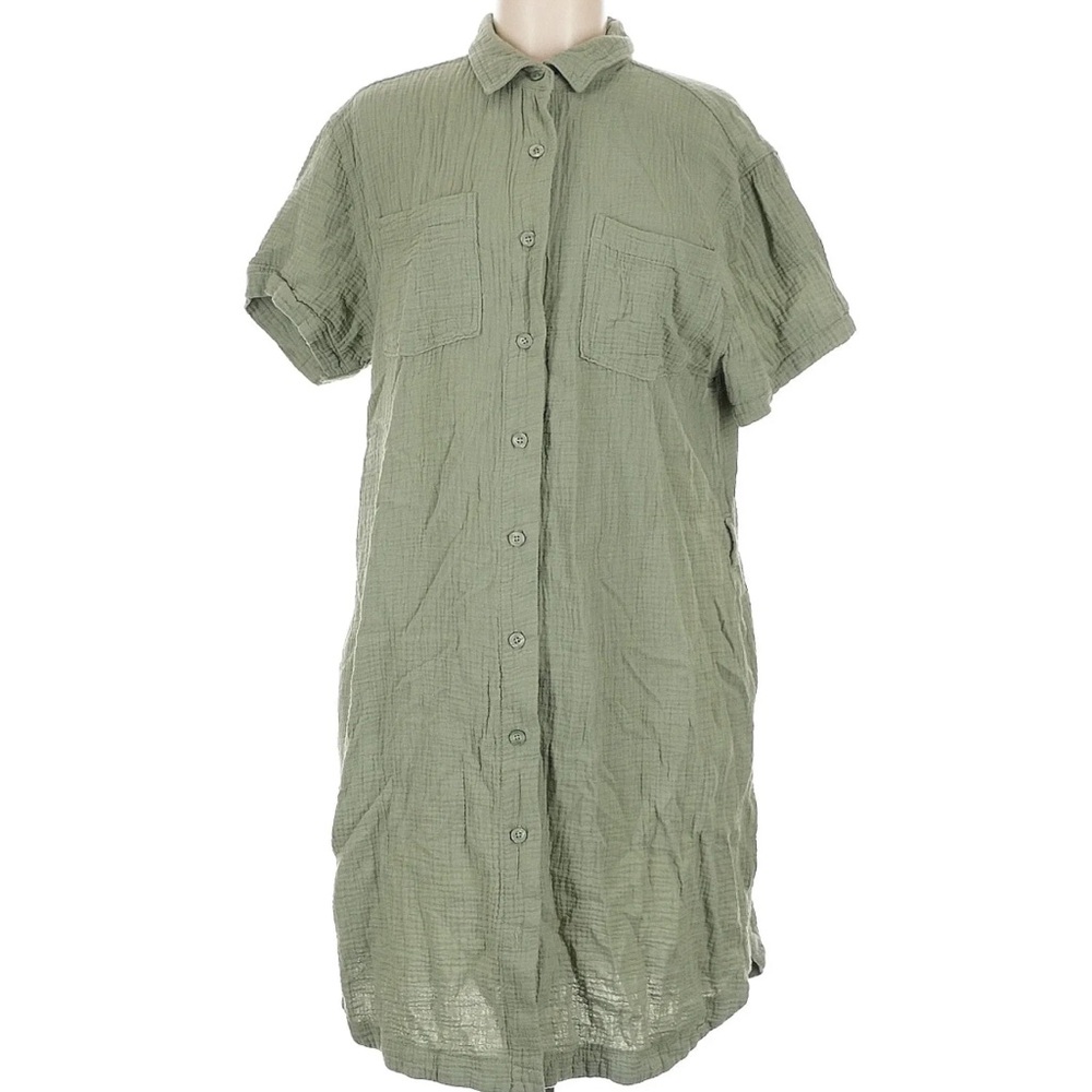 Weatherproof vintage Olive Green Woman’s dress size M 100 Percent Cotton Guaze